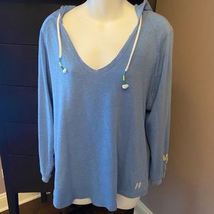 Victoria’s Secret V-Neck Oversized Lt Blue Hoodie w 3/4 Sleeves Size S